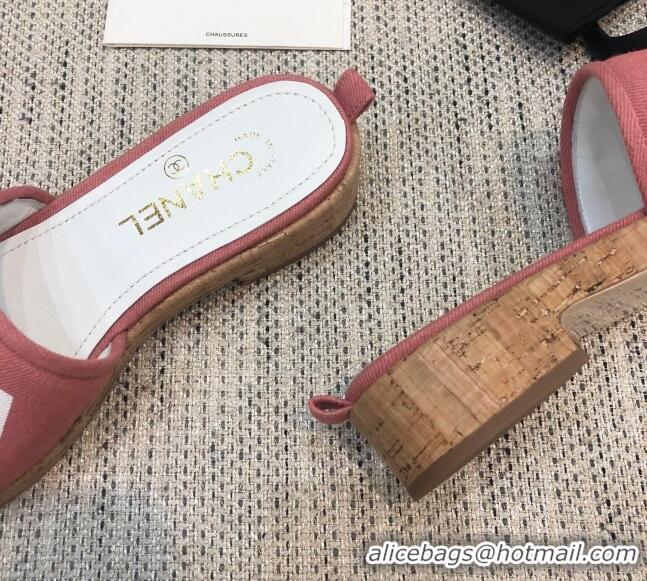 Best Product Chanel Denim Slide Sandals G34826 Pink 2021