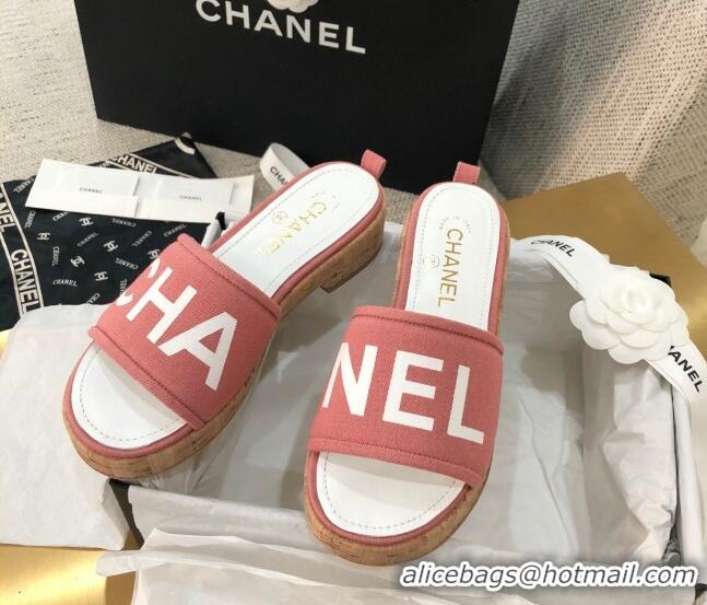 Best Product Chanel Denim Slide Sandals G34826 Pink 2021