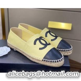 Classic Hot Chanel CC Lambskin Espadrilles 031029 Yellow 2021