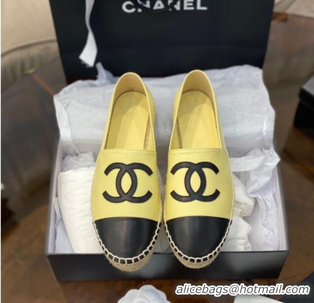 Classic Hot Chanel CC Lambskin Espadrilles 031029 Yellow 2021