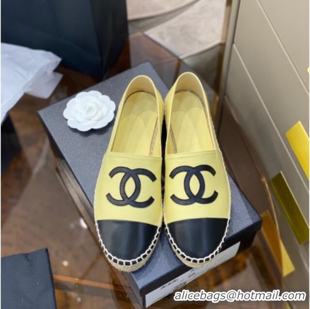 Classic Hot Chanel CC Lambskin Espadrilles 031029 Yellow 2021