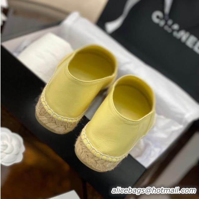 Classic Hot Chanel CC Lambskin Espadrilles 031029 Yellow 2021