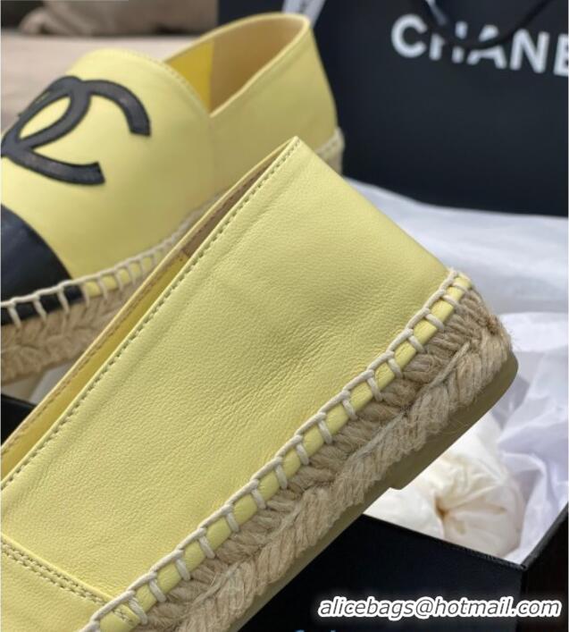 Classic Hot Chanel CC Lambskin Espadrilles 031029 Yellow 2021