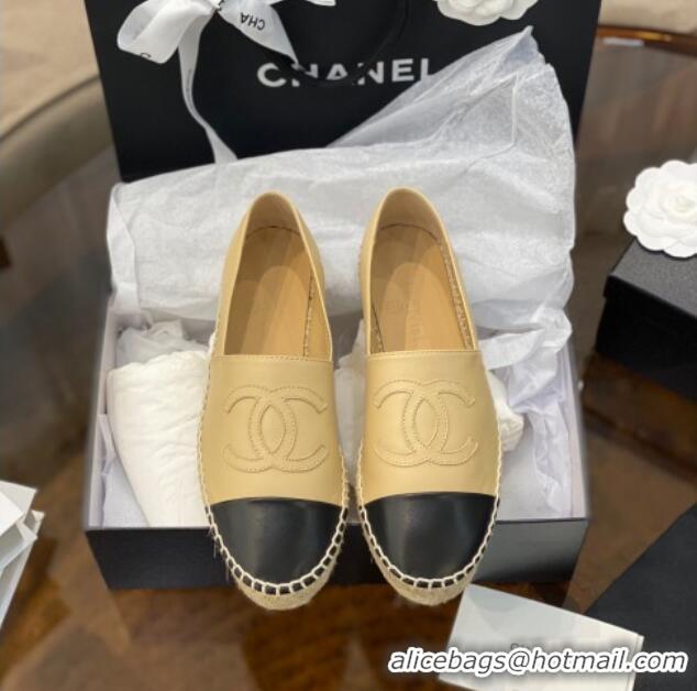 Best Price Chanel CC Lambskin Espadrilles 031029 Beige 2021