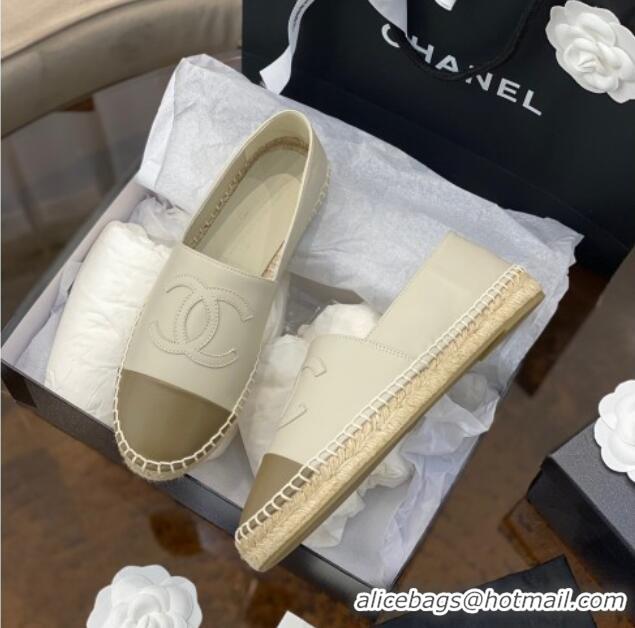 Purchase Chanel CC Lambskin Espadrilles 031029 Light Gray 2021