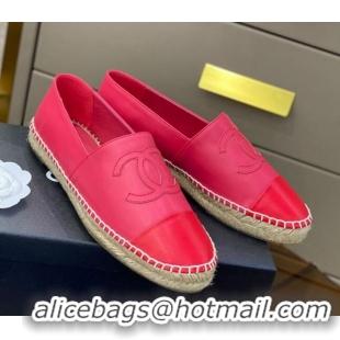 Top Quality Chanel CC Lambskin Espadrilles 031029 Pink/Red 2021