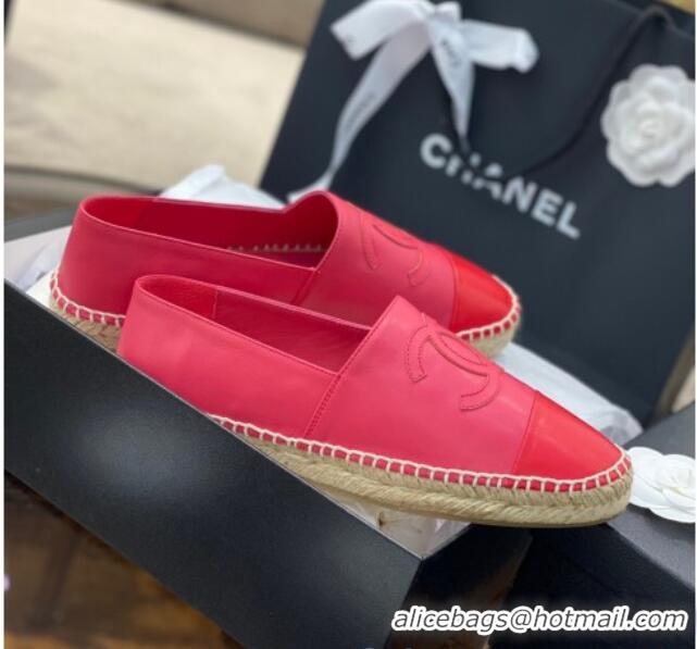 Top Quality Chanel CC Lambskin Espadrilles 031029 Pink/Red 2021