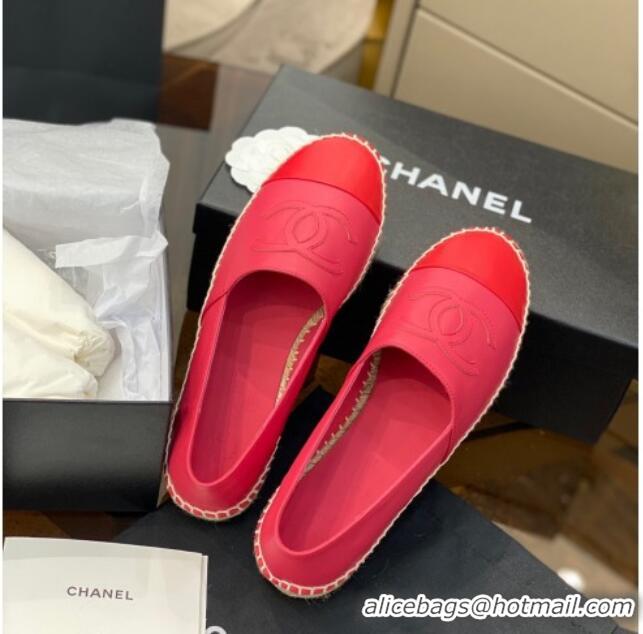 Top Quality Chanel CC Lambskin Espadrilles 031029 Pink/Red 2021