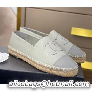 Popular Style Chanel CC Lambskin Espadrilles 031029 Light Gray 2021