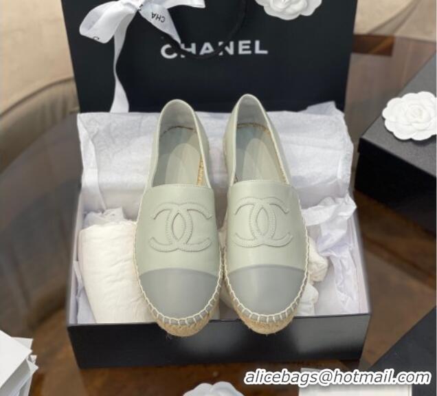 Popular Style Chanel CC Lambskin Espadrilles 031029 Light Gray 2021