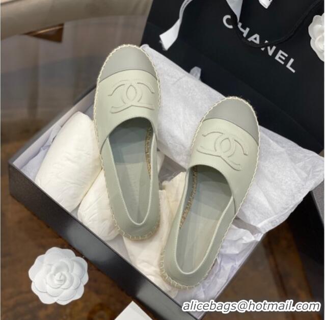 Popular Style Chanel CC Lambskin Espadrilles 031029 Light Gray 2021