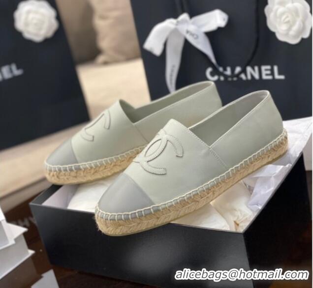 Popular Style Chanel CC Lambskin Espadrilles 031029 Light Gray 2021