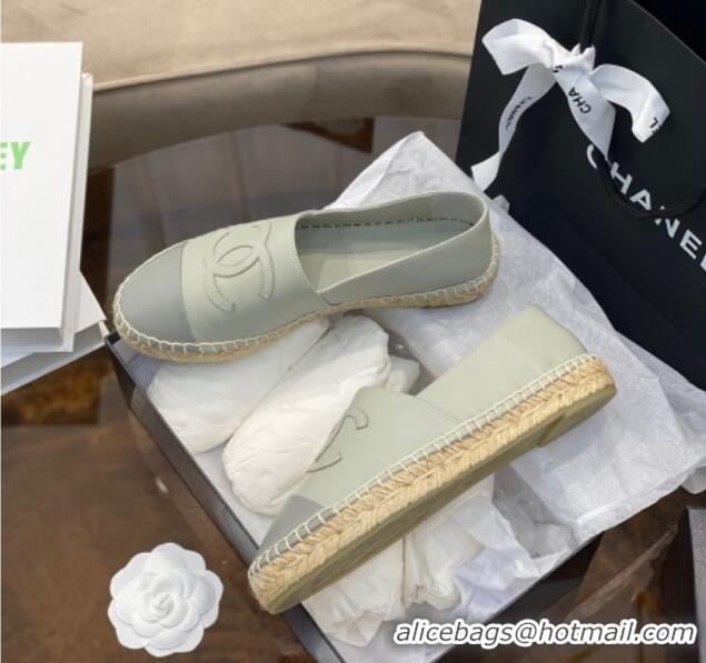 Popular Style Chanel CC Lambskin Espadrilles 031029 Light Gray 2021