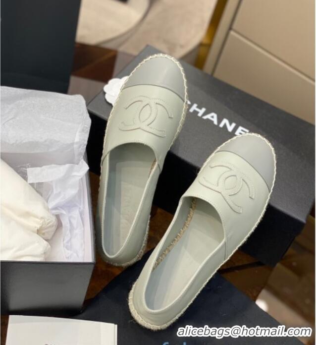 Popular Style Chanel CC Lambskin Espadrilles 031029 Light Gray 2021