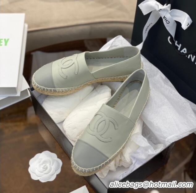 Popular Style Chanel CC Lambskin Espadrilles 031029 Light Gray 2021