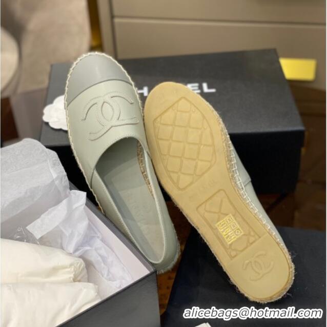 Popular Style Chanel CC Lambskin Espadrilles 031029 Light Gray 2021