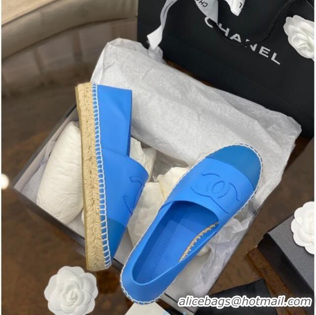 Best Price Chanel CC Lambskin Espadrilles 031029 Royal Blue 2021