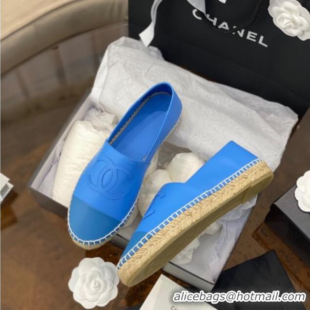 Best Price Chanel CC Lambskin Espadrilles 031029 Royal Blue 2021