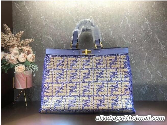 Shop Cheap FENDI PEEKABOO X-TOTE FF raffia bag 8BH374A Lavender