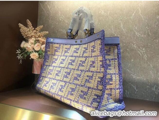 Shop Cheap FENDI PEEKABOO X-TOTE FF raffia bag 8BH374A Lavender