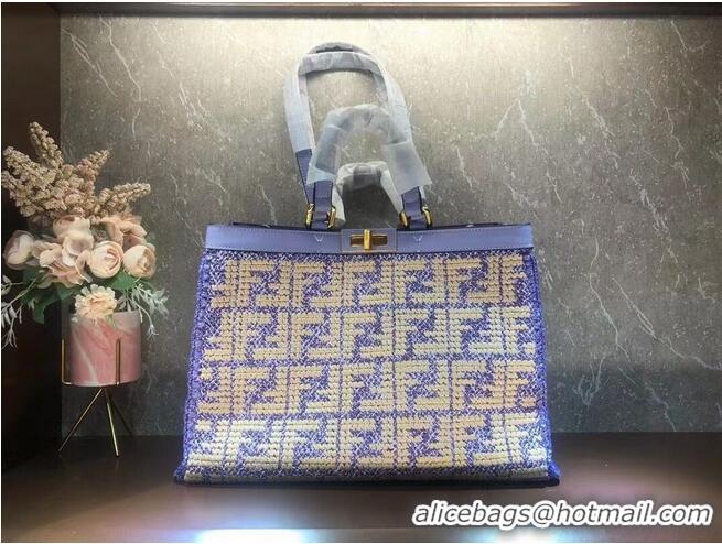 Shop Cheap FENDI PEEKABOO X-TOTE FF raffia bag 8BH374A Lavender