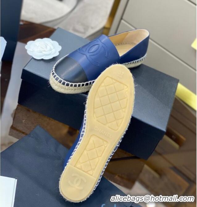 Super Quality Chanel CC Lambskin Espadrilles 031029 Navy Blue 2021