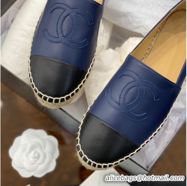 Super Quality Chanel CC Lambskin Espadrilles 031029 Navy Blue 2021