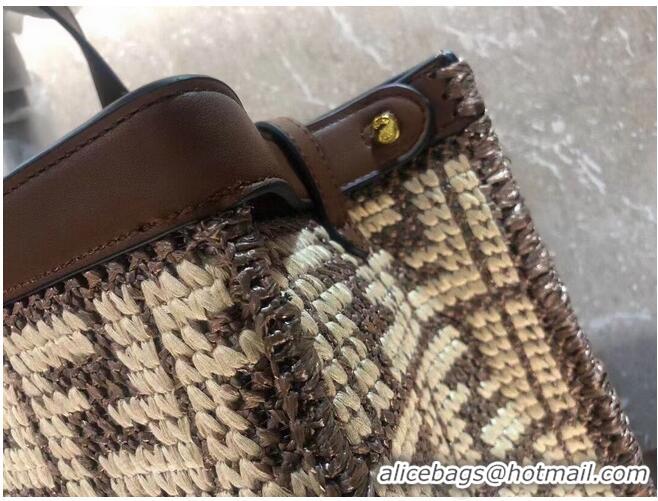 Low Price FENDI PEEKABOO X-TOTE FF raffia bag 8BH374A brown