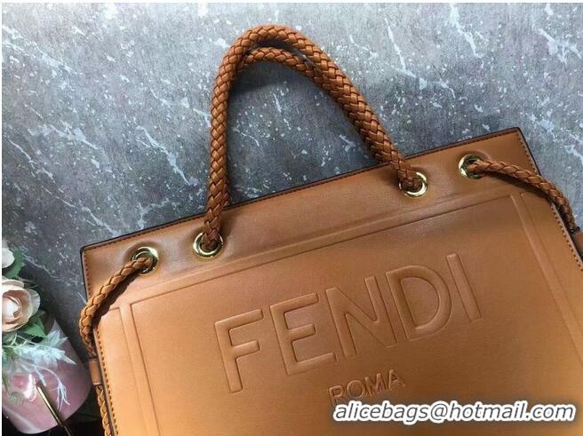 Best Discount FENDI PACK MEDIUM SHOPPING BAG leather bag F1508 orange