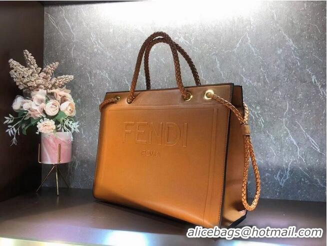 Best Discount FENDI PACK MEDIUM SHOPPING BAG leather bag F1508 orange