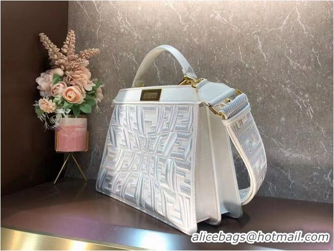 Trendy Design FENDI PEEKABOO ICONIC ESSENTIALLY leather bag F1516 white