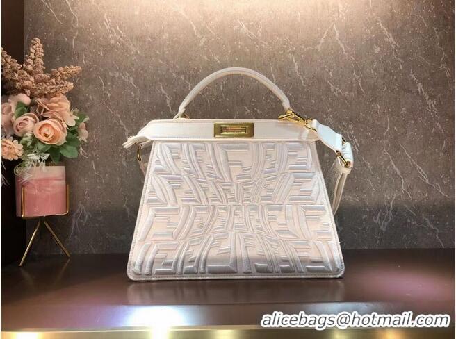 Trendy Design FENDI PEEKABOO ICONIC ESSENTIALLY leather bag F1516 white