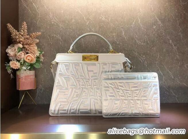 Trendy Design FENDI PEEKABOO ICONIC ESSENTIALLY leather bag F1516 white