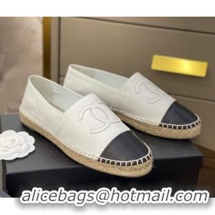 Fashion Chanel CC Lambskin Espadrilles 031029 White 2021