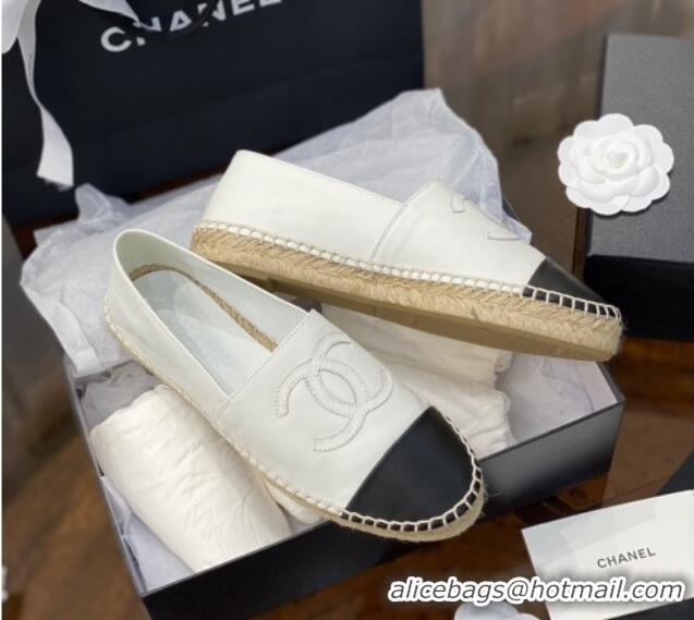 Fashion Chanel CC Lambskin Espadrilles 031029 White 2021