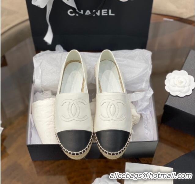 Fashion Chanel CC Lambskin Espadrilles 031029 White 2021