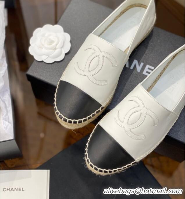 Fashion Chanel CC Lambskin Espadrilles 031029 White 2021