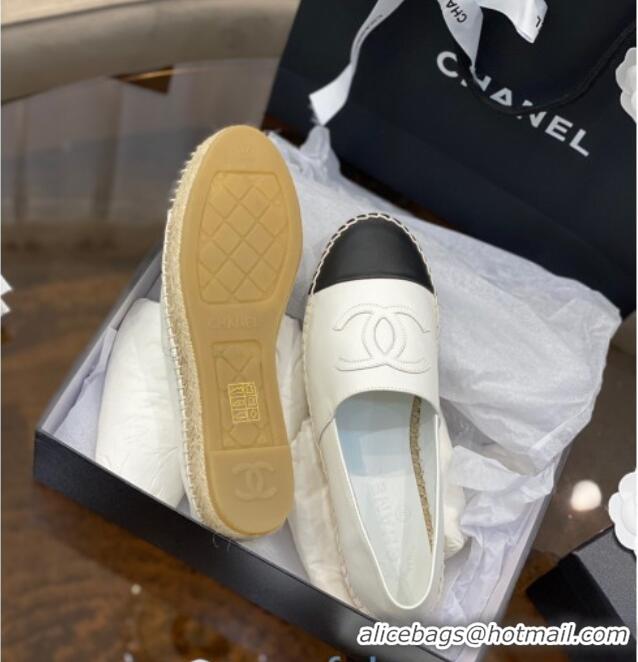 Fashion Chanel CC Lambskin Espadrilles 031029 White 2021