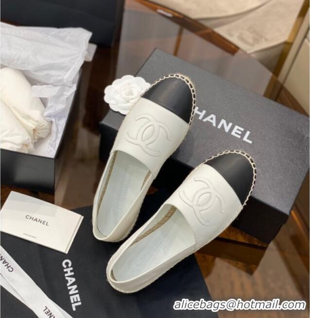 Fashion Chanel CC Lambskin Espadrilles 031029 White 2021