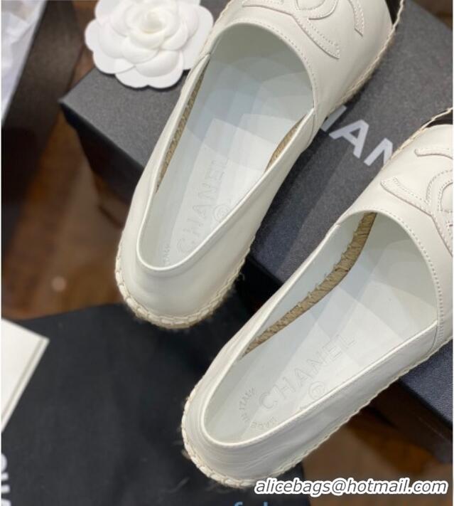 Fashion Chanel CC Lambskin Espadrilles 031029 White 2021