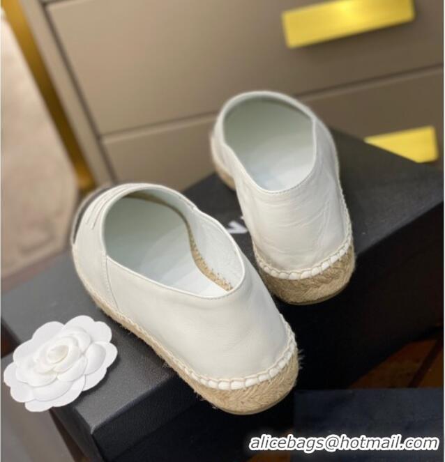 Fashion Chanel CC Lambskin Espadrilles 031029 White 2021