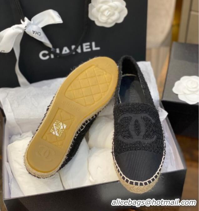 Popular Chanel CC Tweed Espadrilles 031045 Black 2021