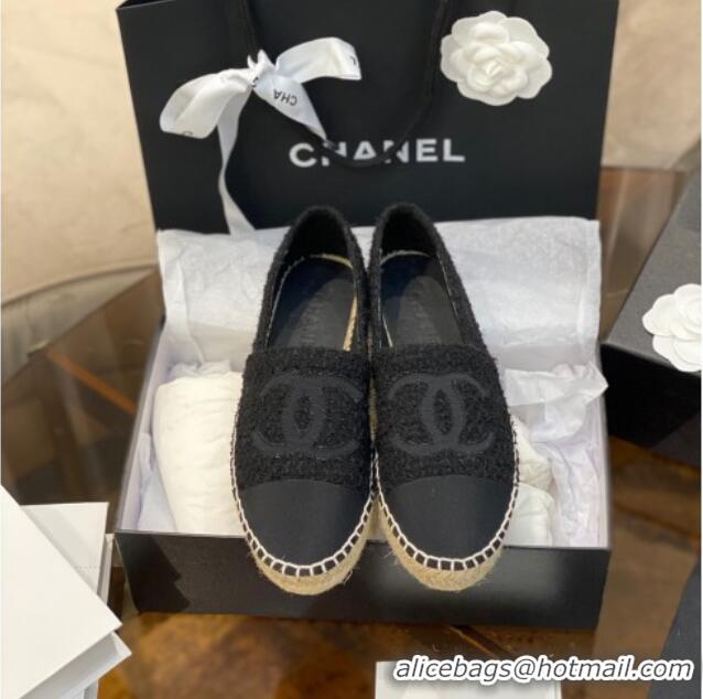 Popular Chanel CC Tweed Espadrilles 031045 Black 2021