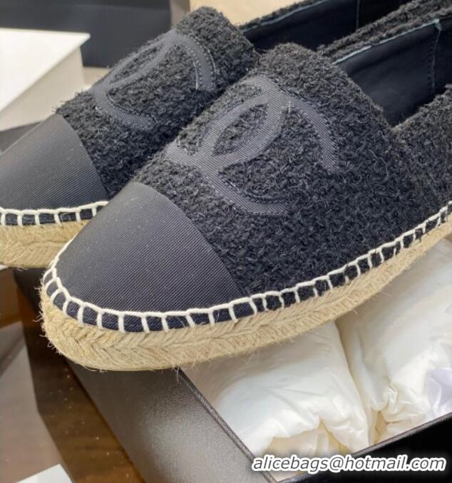 Popular Chanel CC Tweed Espadrilles 031045 Black 2021