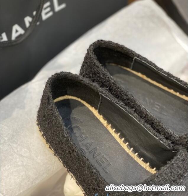 Popular Chanel CC Tweed Espadrilles 031045 Black 2021