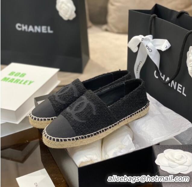 Popular Chanel CC Tweed Espadrilles 031045 Black 2021