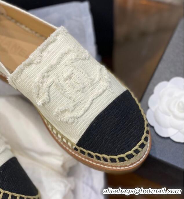 Good Product Chanel CC Canvas Platform Espadrilles 031045 White 2021