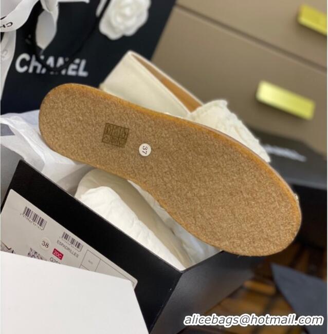 Good Product Chanel CC Canvas Platform Espadrilles 031045 White 2021