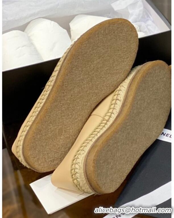 Cheap Price Chanel CC Leather Platform Espadrilles Beige 031045 2021