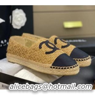 Best Price Chanel CC Tweed Platform Espadrilles 031045 Gold 2021